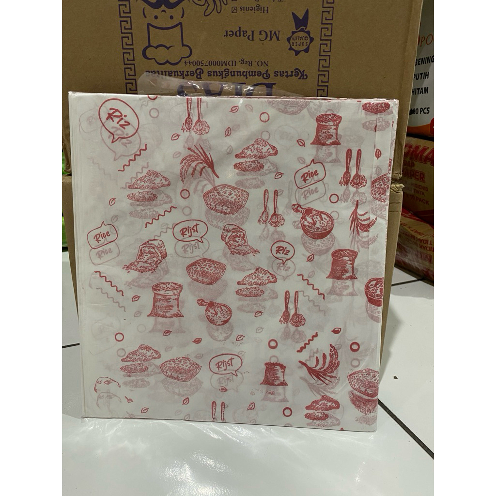 KFC Food Motif กระดาษข้าว UK 25X27 CM กระดาษห่อข้าวไม่ติด บรรจุ 100 แผ่น