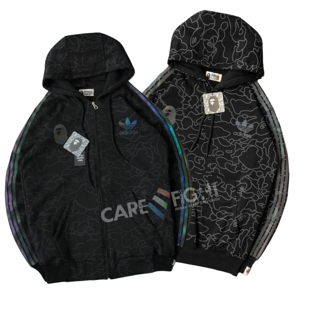 เสื้อแจ็คเก็ตมีฮู้ด Adidas Bape Techno Premium