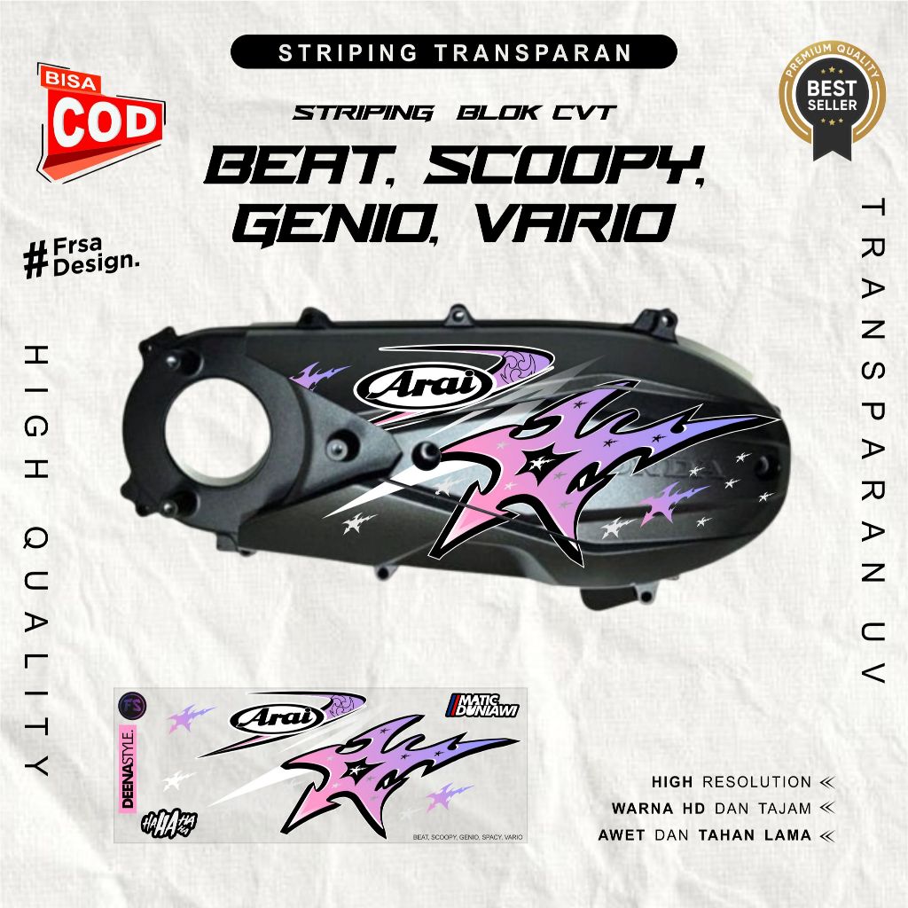 สติ๊กเกอร์ CVT แบบใส สําหรับ Honda BEAT, SCOOPY, GENIO, VARIO, SPACY, ETC. ซูริเคน V4 Motif