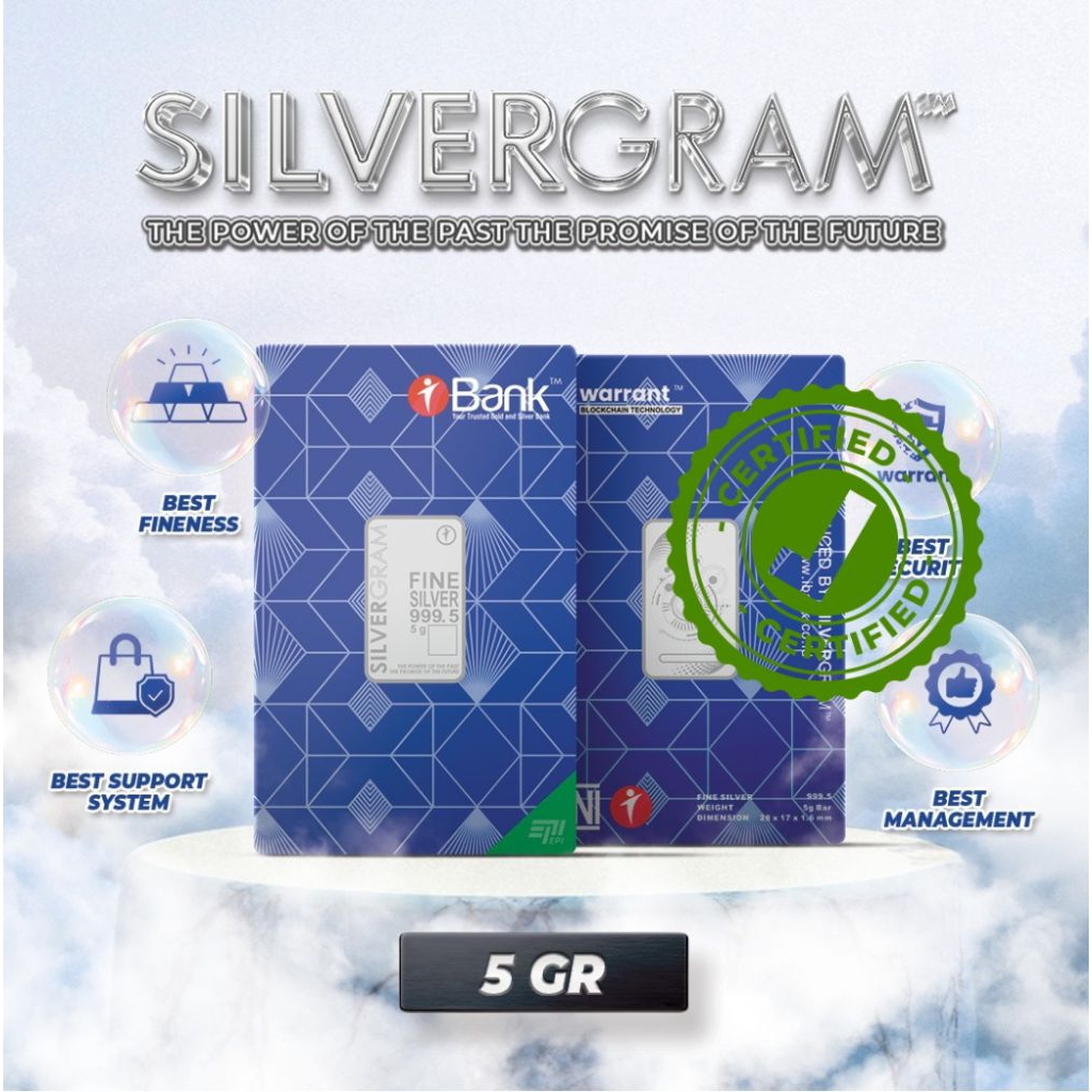 Pure SILVER Bars Silvergram FINE SILVER 5 กรัม