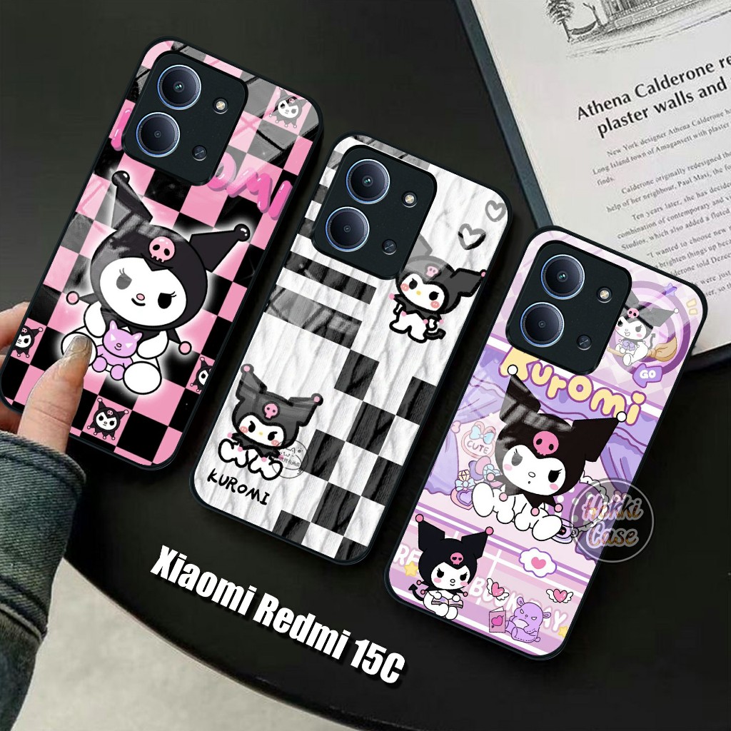 เคส HP Redmi 15C Kuromi Motif - เคส Redmi 15C Glass Softcase - เคสโทรศัพท์ Redmi 15C - เคสซิลิโคนสํา