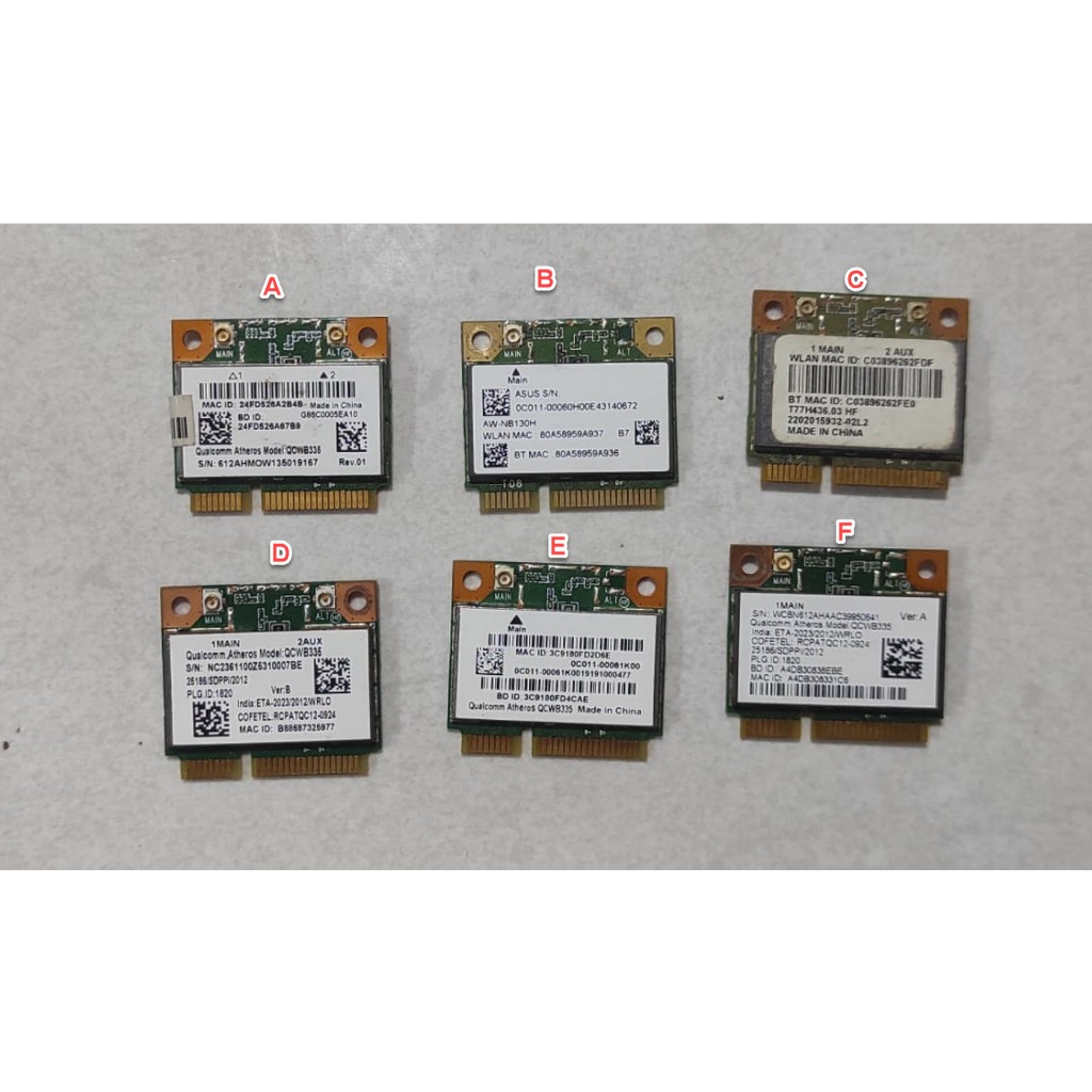 การ์ด Wifi Atheros QCWB335 802.11n ไร้สาย BT4.0 PCIe ครึ่ง WCBN612AH