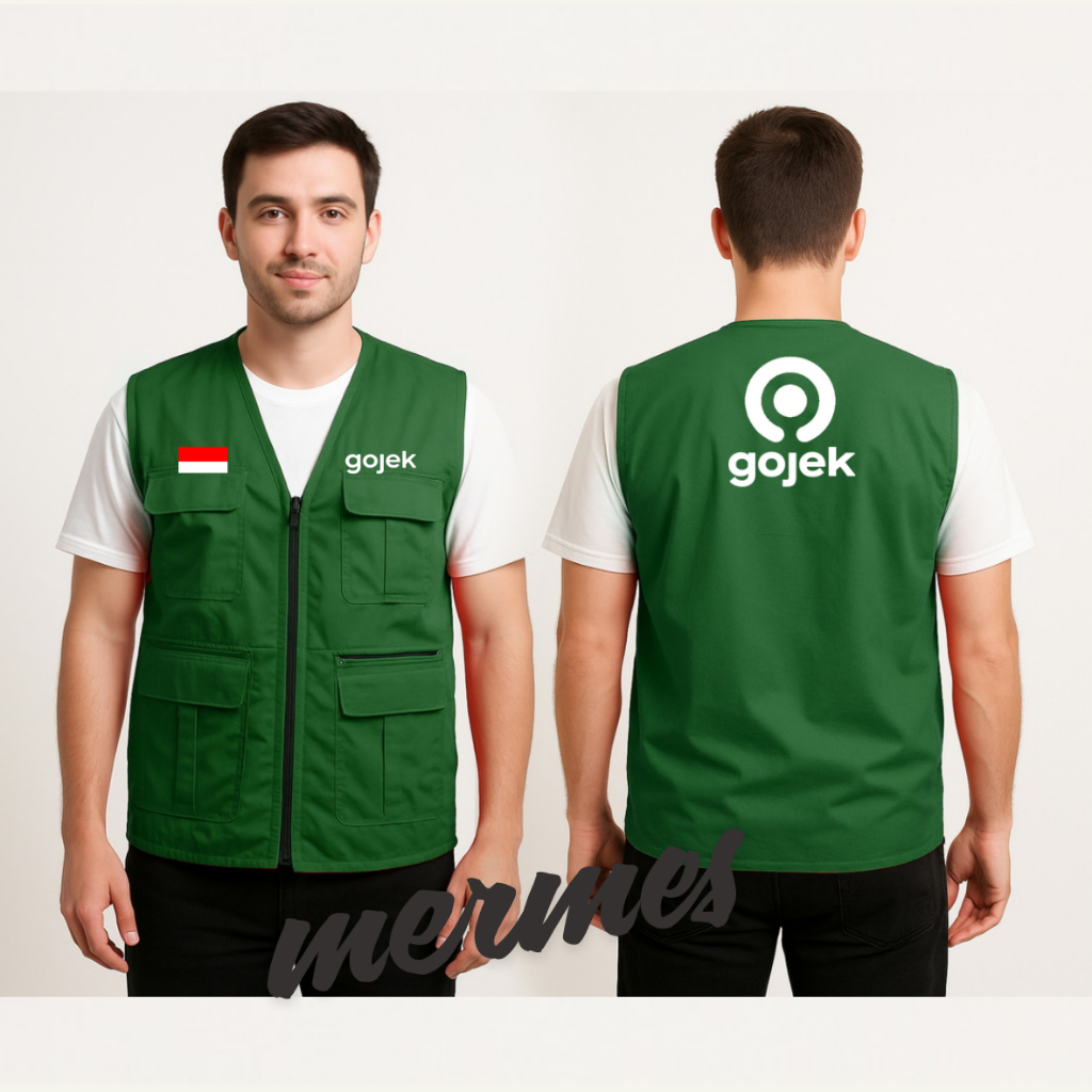 Ojo(L) Gojek Waterproof Motorcycle Vest ล่าสุด Gojek Vest 2025 Cool Real Pick,