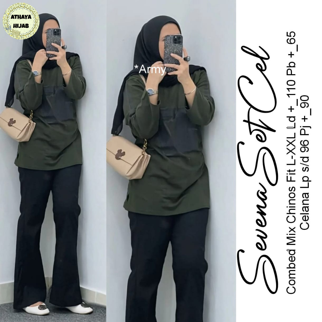 SEVENA SET BY ATHAYA / TANITA SET TOP MIX PANTS ผลิตจากผสมผสมชิโนส์