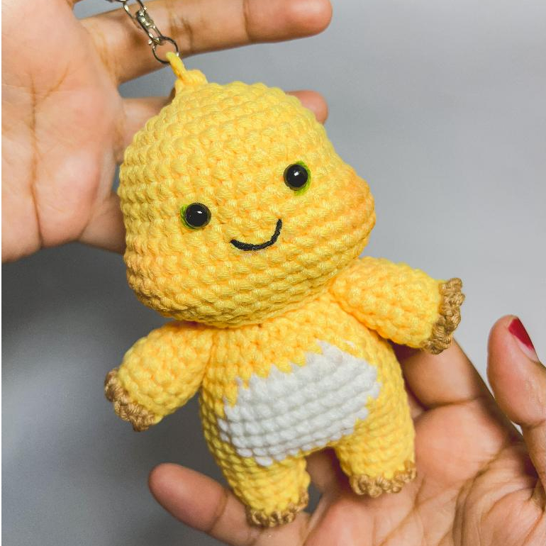 Nailong Dino Yellow Crochet Handmade Bagcharm/Knitted Nailong Doll [Unravelstittcch]