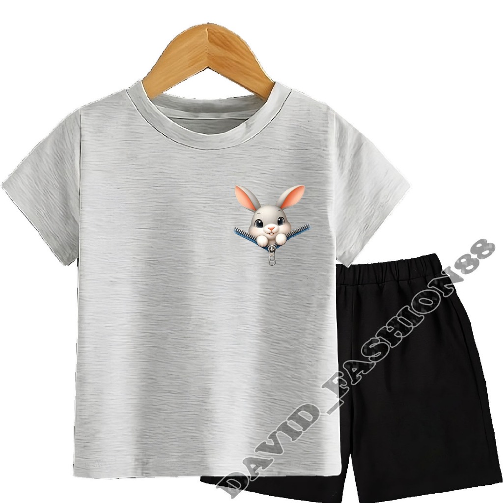 ชุดเดียวเด็ก RABBIT MOTIF ZIPPER O ชุดคอสําหรับ CHILDREN AGED 2-13 YEARS