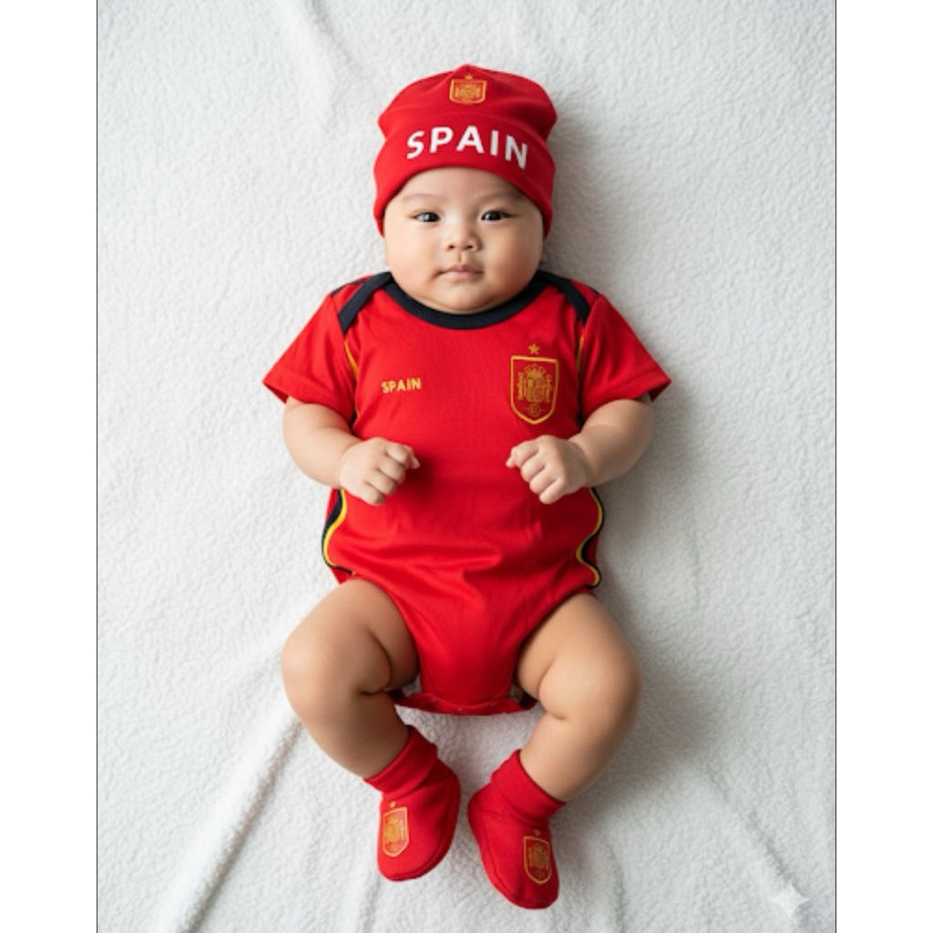 SPANISH BABY FOOTBALL JERSEY / SPAIN HOME / BABY FOOTBALL JUMPER (0 - 12 MONTHS)