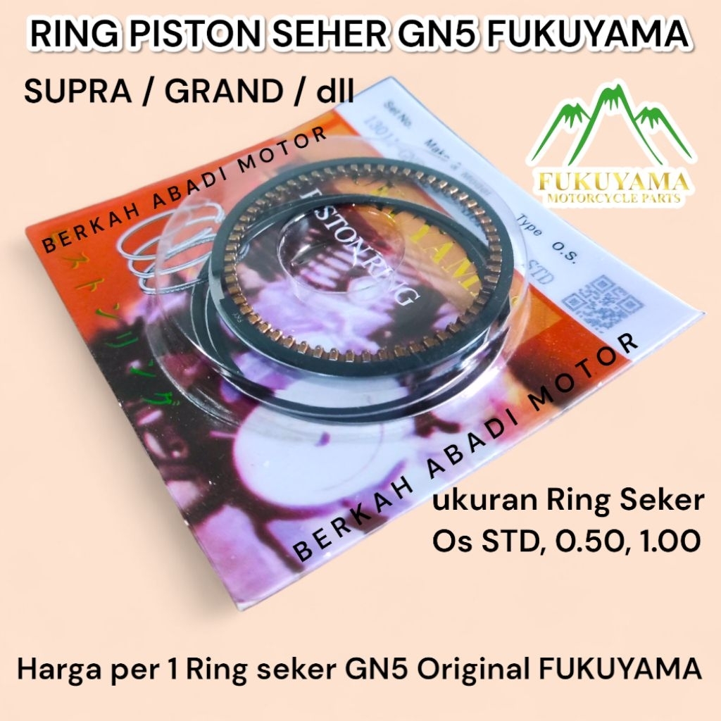 SUPRA GRAND แหวนลูกสูบ std 0.25 0.50 0.75 1.00 FUKUYAMA | แหวนสปริง Ver GN5 OS 25 50 75