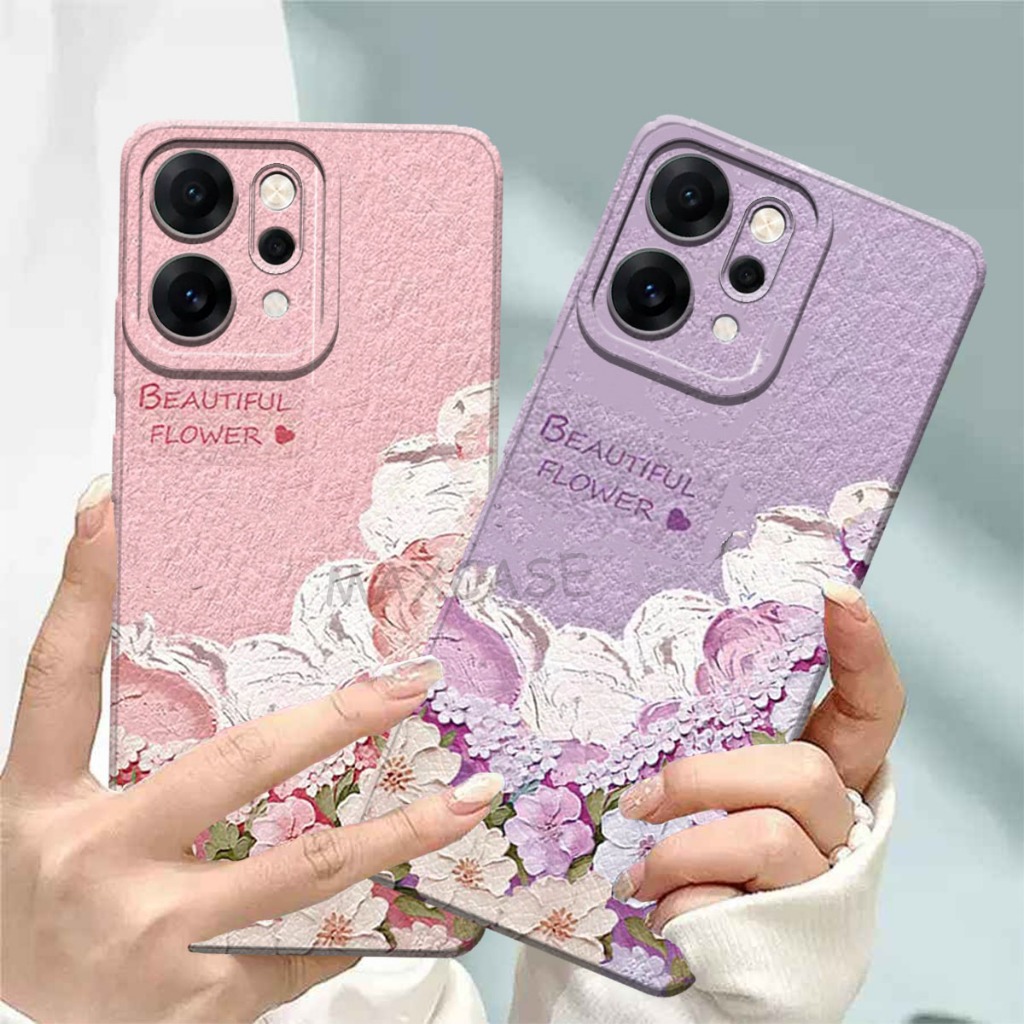 M0P Softcase Hp Oppo Reno 14 Pro ล่าสุด 2025 Flower Motif Hp Case - เคส Hp ปัจจุบัน - กล้องซิลิโคน H