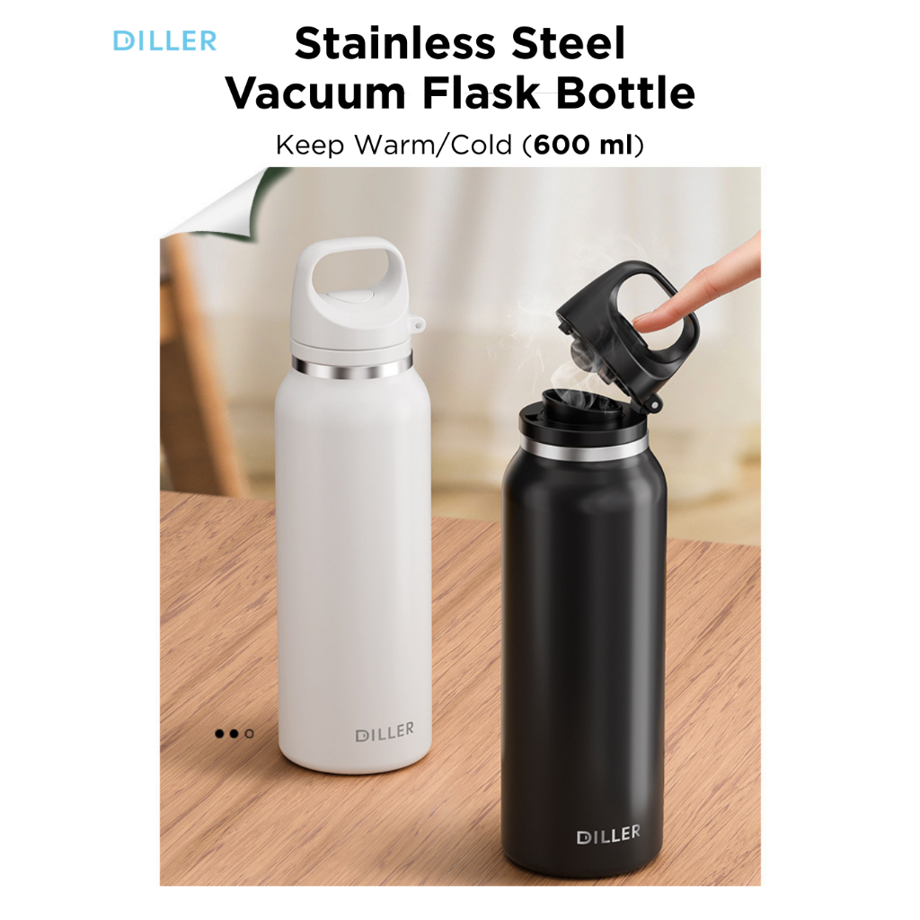 Diller - Tumbler Slim Bottle 600ml / Insulated Tumbler / Stainless Steel 316 Bottle / Heat and Cold 