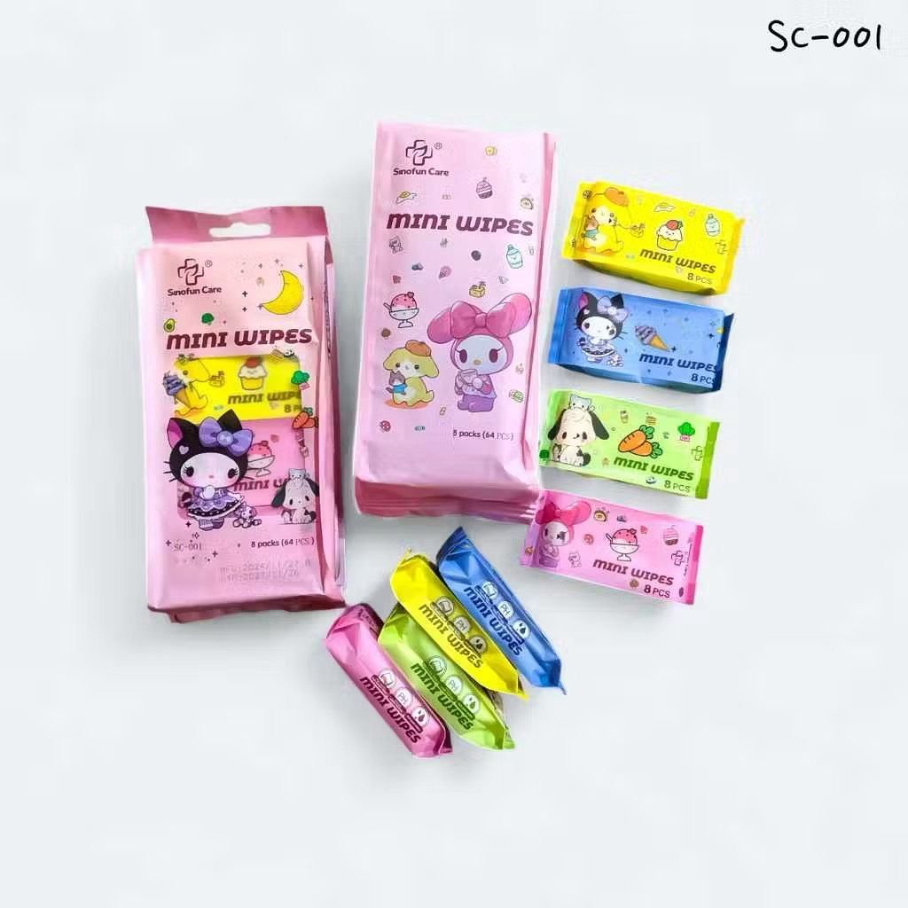 Mini Wipes Care WET TISSUE Mini Travel Size Small 8 Sheet Wipes ใช้งานได้จริง TISSUE สําหรับเดินทางท