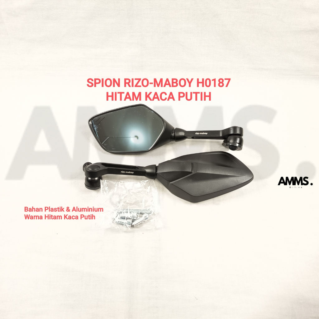 RIZO-MABOY H0187 MOTORCYCLE MIRROR BLACK WHITE GLASS