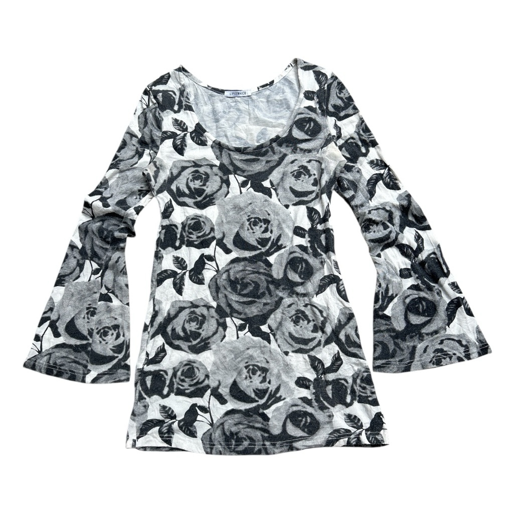 Vintage Y2K Lip Service Flower Design Flare Sleeve Tee