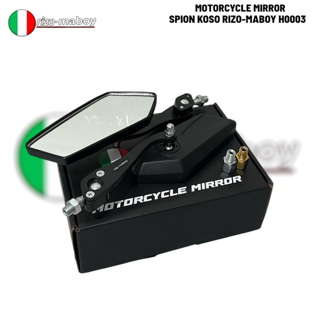 Rizo-maboy Racing - Koso Rizo-maboy Mirror, Variation Black Series, กระจกสีขาว, Universal สําหรับรถจ