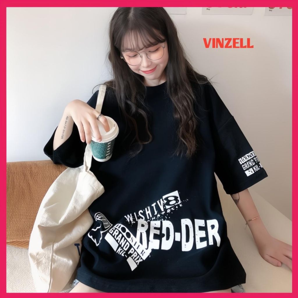Wishville Red-der Distro เสื้อยืดสีดําขนาดใหญ่ 6XL 5XL 4XL 3XL 2XL XL LMS สไตล์เกาหลี Harajuku HIP H