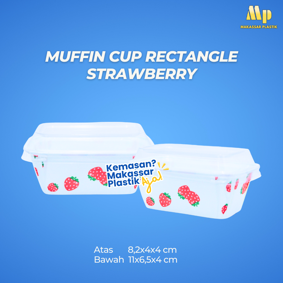 MUFFIN CUP RECTANGLE STRAWBERRY / MUFFIN CUP / MUFFIN CAKE PAPER @25 ชิ้น