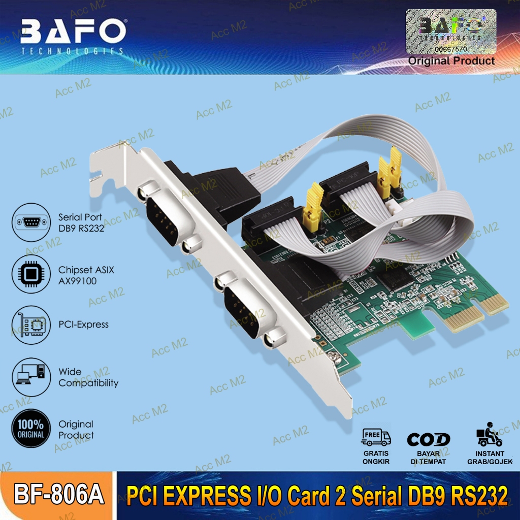 PCIE PCI EXPRESS I/O การ์ด 2 Series DB9 RS232 ชิปเซ็ต ASIX พร้อมแหล่งจ่ายไฟ BAFO BF-806A