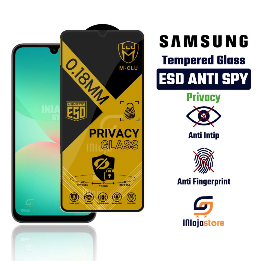 SAMSUNG กระจกนิรภัย ESD Anti Spy 0.18 มม.Samsung A27 5G A26 5G A25 5G A24 4G A34 5G A33 5G A32 5G A3