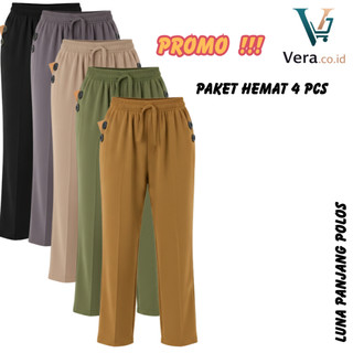 (PAKET 3/4 PCS) Celana Luna panjang polos Kancing