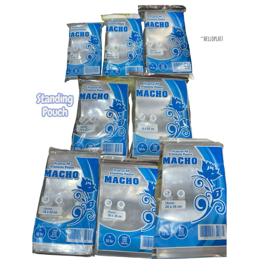 MACHO STANDING POUCH (UK.9x15 - 10x17.6 - 12x20 - 14x22 - 16x24 - 16x32 - 20x29 - 20x35)