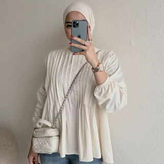 Floral Id - Blouse Ruffle Polos Meira Atasan Wanita Lengan Panjang Premium Oversize