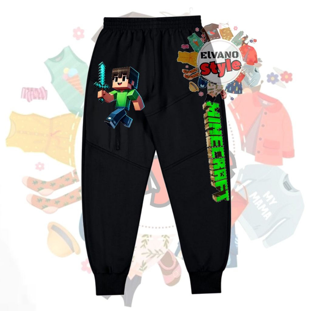 กางเกง Joger สําหรับเด็กชายและเด็กหญิงพร้อมตัวละคร Minecraft/Joger Children