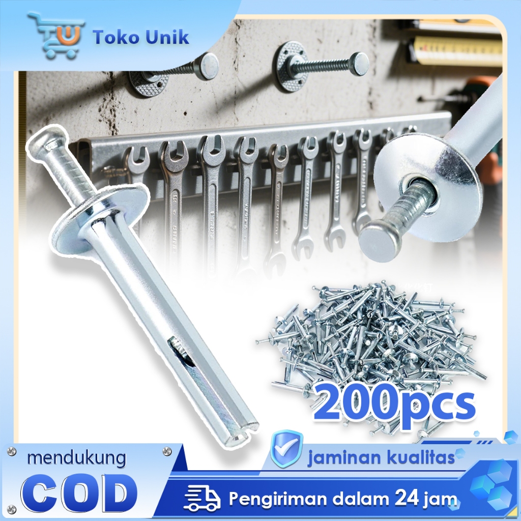 Hit Anchor 100/200pcs กรอบ Anchor เล็บ Bolt Dynabolt M4 M5 M6 Expansion Bolt Anchor Knock