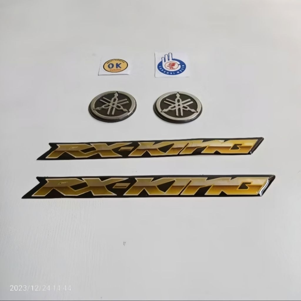 RX KING RUBBER EMBLEM LOGO + ATOMTALA FORK LOGO สีเหลือง ครบชุด