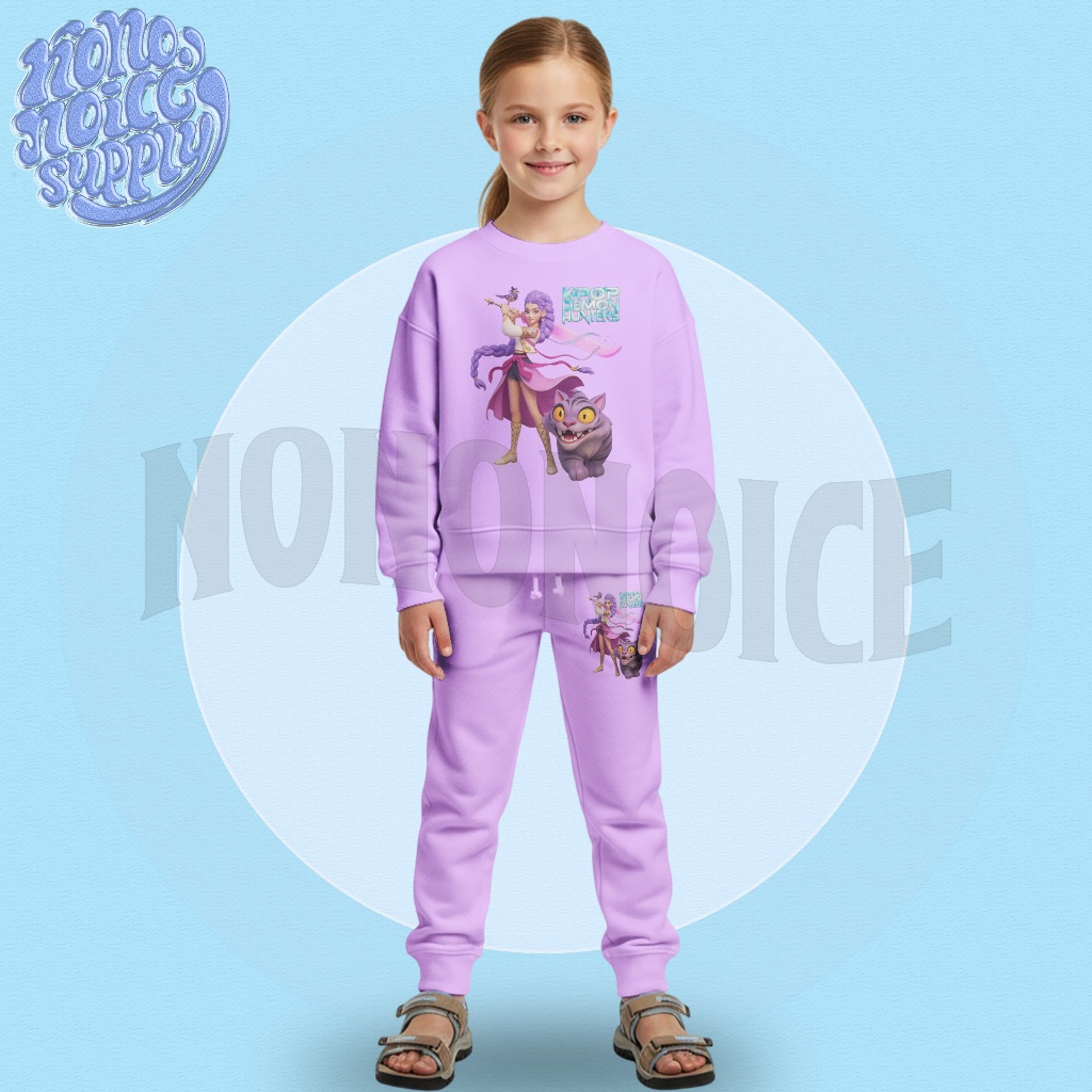 Rumi Huntrix ชุดเสื้อกันหนาวเด็ก / Kpop Demon Hunters Huntrix Rumi Kids Jogger Set