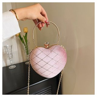 JK 3219 TAS PESTA ELEGAN TAS PENGANTIN CLUTCH BAG TAS PESTA BENTUK LOVE GLITTER TAS KONDANGAN IMPORT