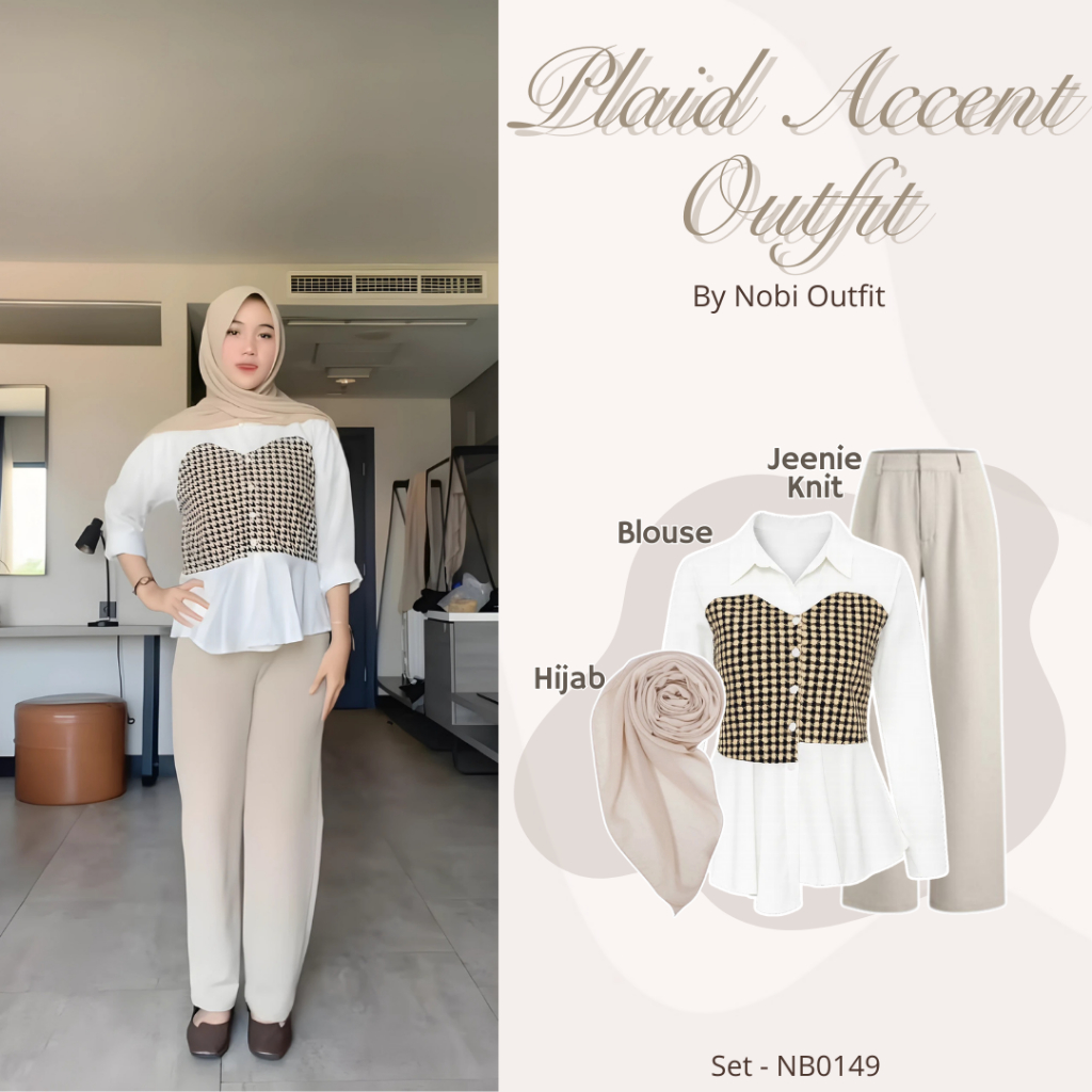 KATUN 3 In 1 One Set for Women, Trend Nobi Outfit Top, Korean Look Cotton Blouse (Hijab + Blouse + J