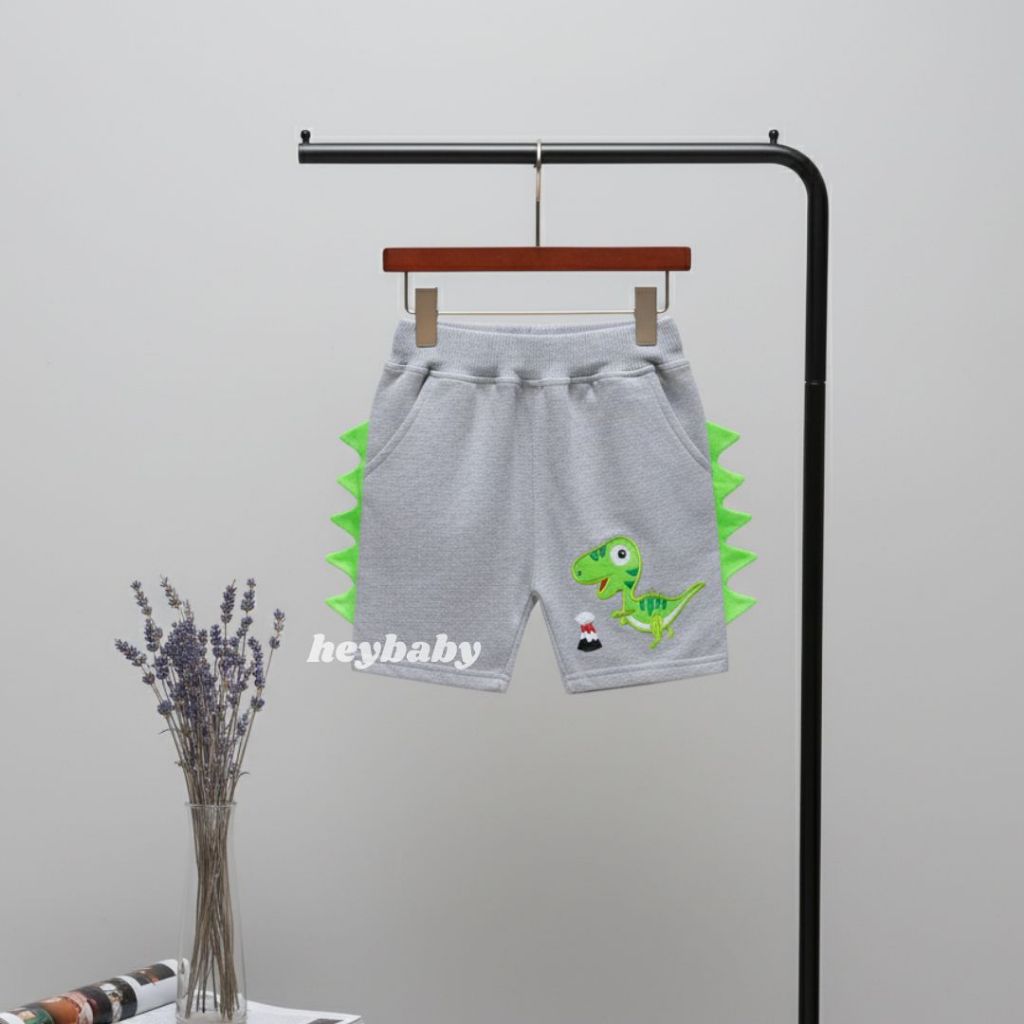 HEYBABY-Password Fire Dino Motif กางเกงขาสั้น กางเกงจ็อกเกอร์สําหรับเด็ก 1-7 ปี