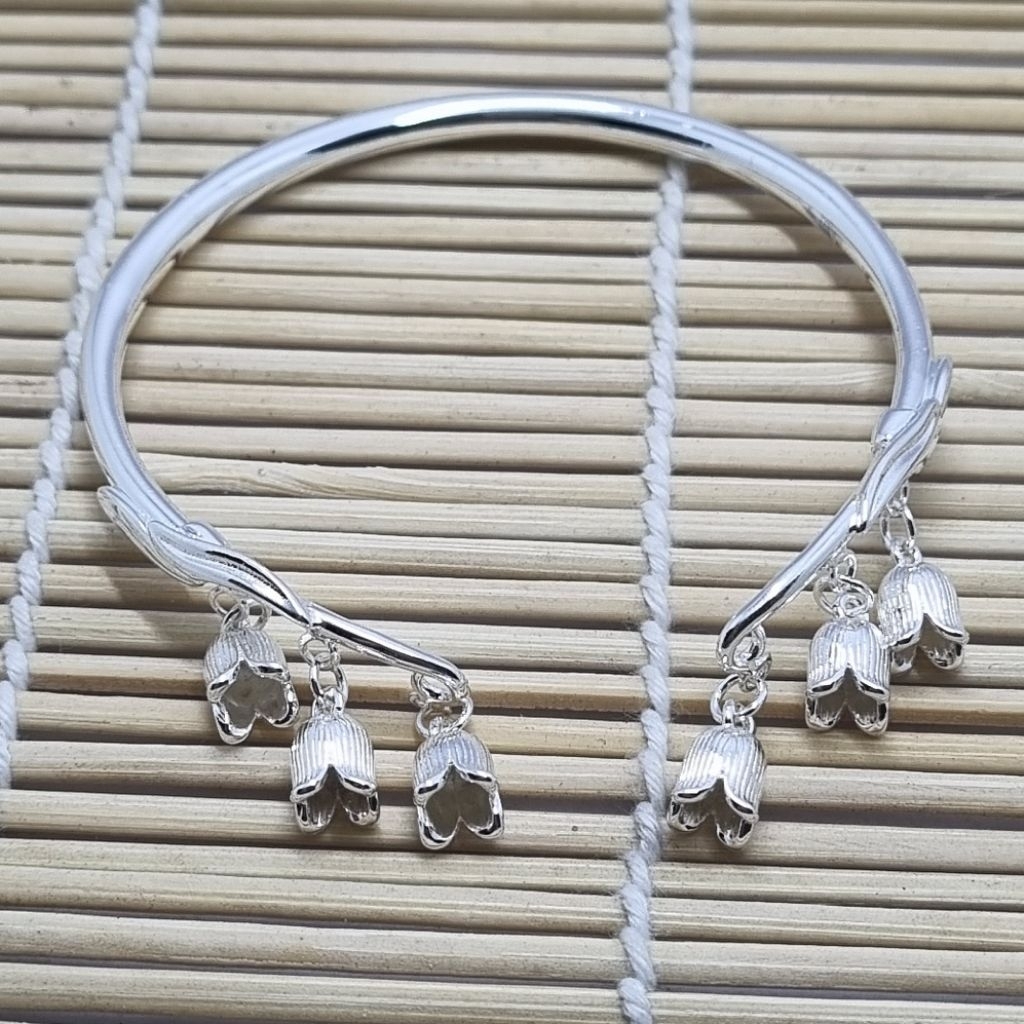 (Swancraft SW-1325B) LILY OF THE VALLEY PURE SILVER 999.9 BRACELET