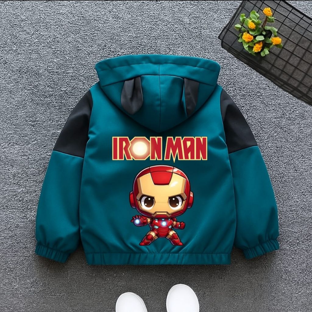 เสื้อแจ็คเก็ต BOYS พร้อมภาพ IRONMAN CHIBI สําหรับอายุ 1-12 ปี
