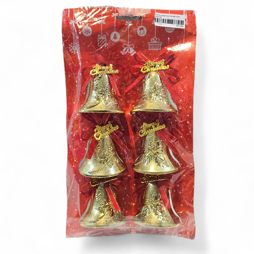 P24/33 ตกแต่งคริสต์มาสBell MC Ribbon เนื้อหา 7 ซม. 6 ระฆัง