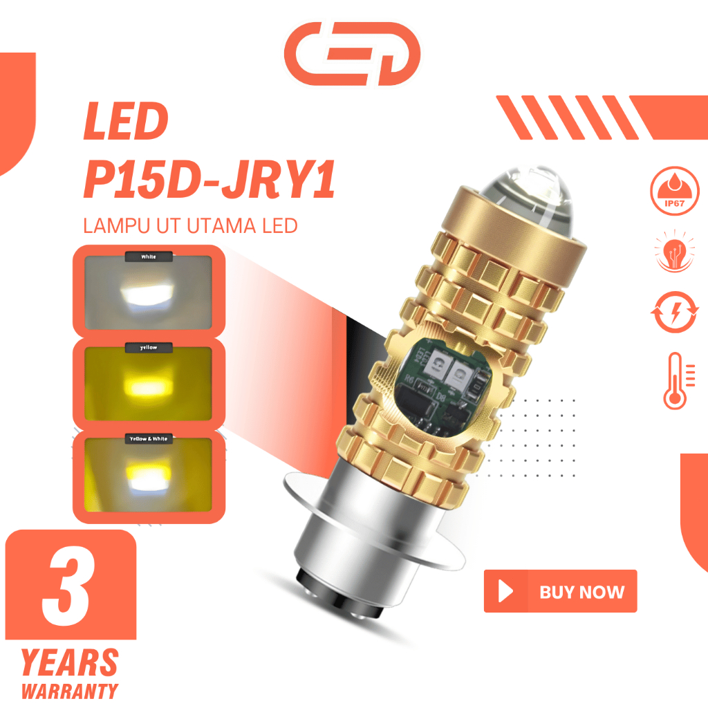 CAHAYA CED T19,H6,P15D|H4,HS1 ไฟหน้าสปอตไลท์มอเตอร์ไซค์ LED สว่างเป็นพิเศษ ไฟทูโทน 233 lm/W,JRY1,IP6