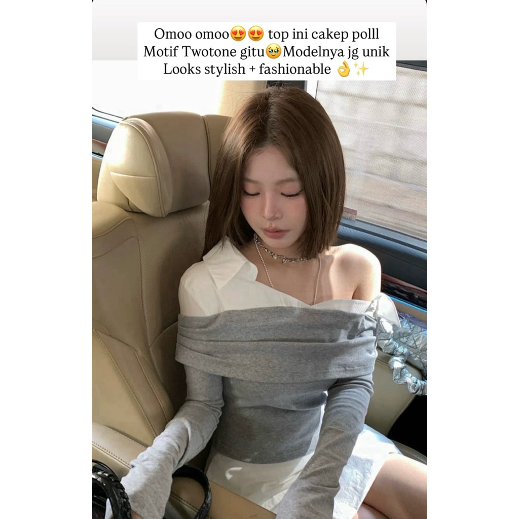 NEW GAVANA BRAND-TWOTONE SABRINA SHIRT IMPORT PREMIUM