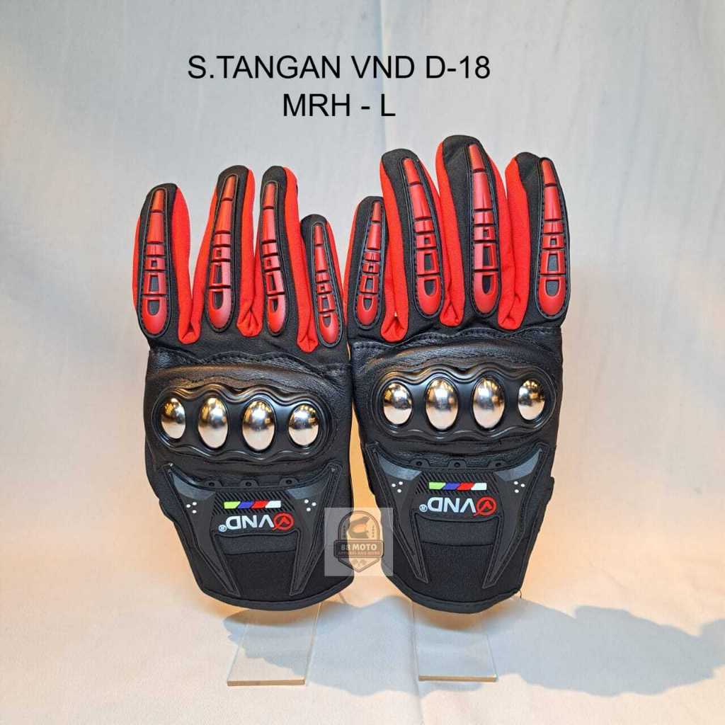 MERAH VND D-18 ถุงมือมอเตอร์ไซค์สีแดง - L