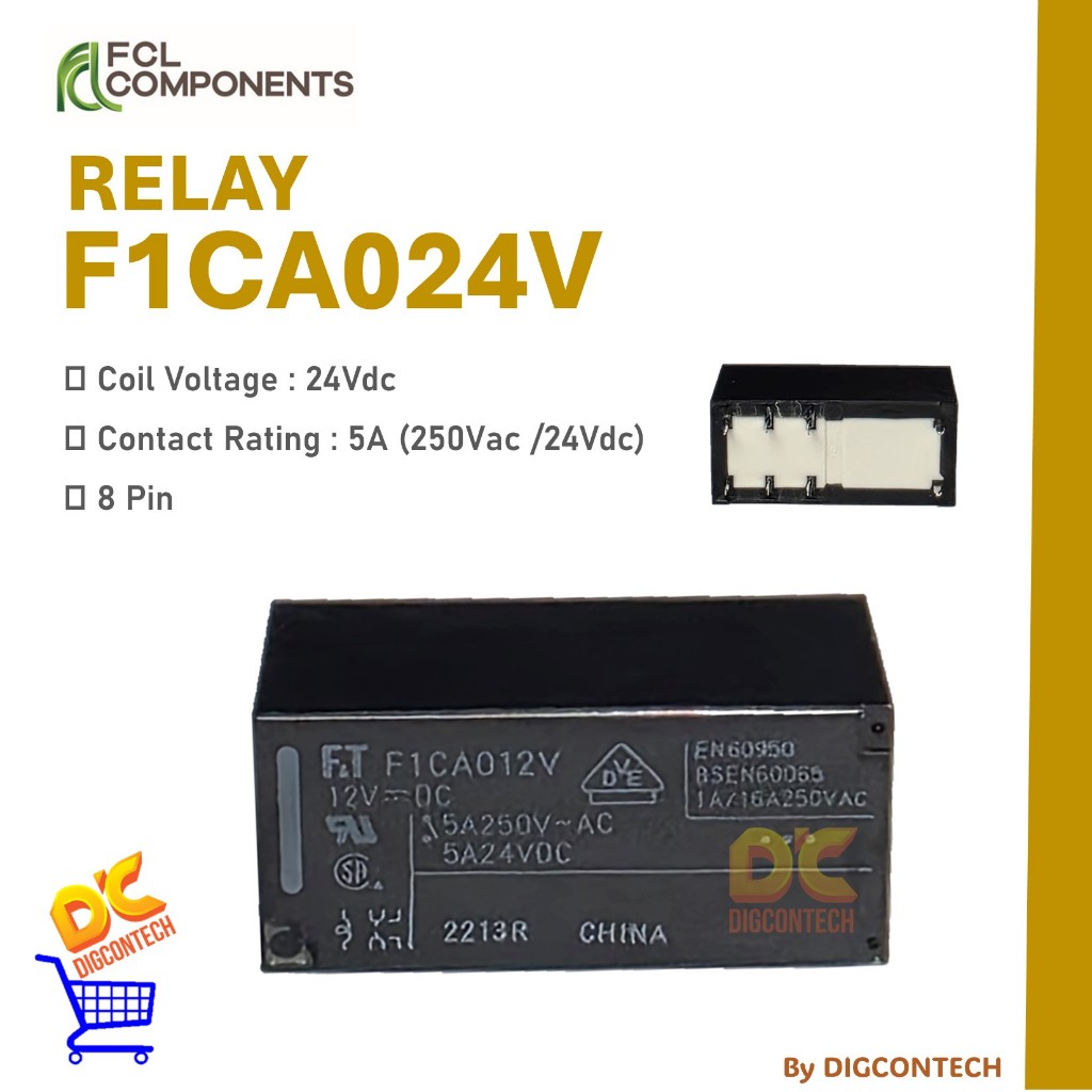 รีเลย์ F1CA012V 8 Pin 5A 12 Vdc FCL ส่วนประกอบ