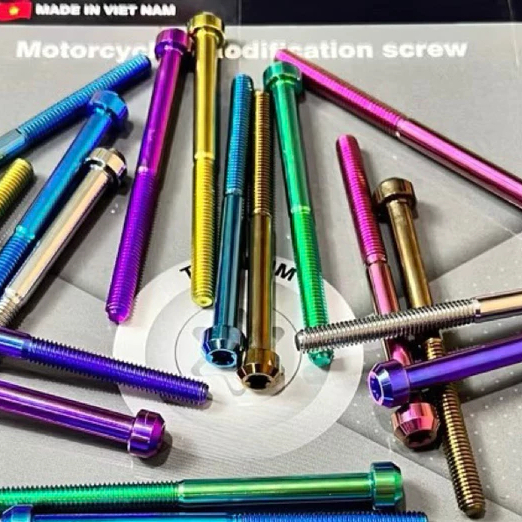 Titanium Bolt M 6 x 80 เกลียวเล็ก 10 ยาว 8 Cm GR5 | Silver Brown Light Blue Gold Pink Maroon Purple 