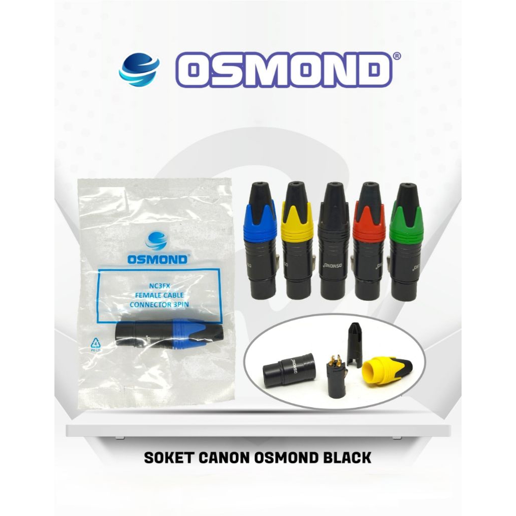 SOCKET XLR OSMOND 3 PIN BLACK GOLD PIN