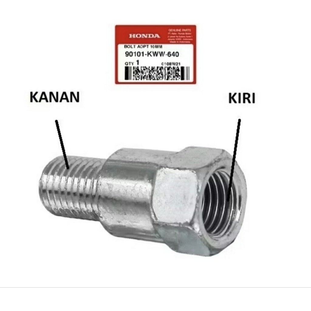 90101-KWW-640 MIRROR CONNECTION BOLT ADAPTER 10MM ADV 150 160 GENIO SCOOPY ESP PCX 160 VARIO 160