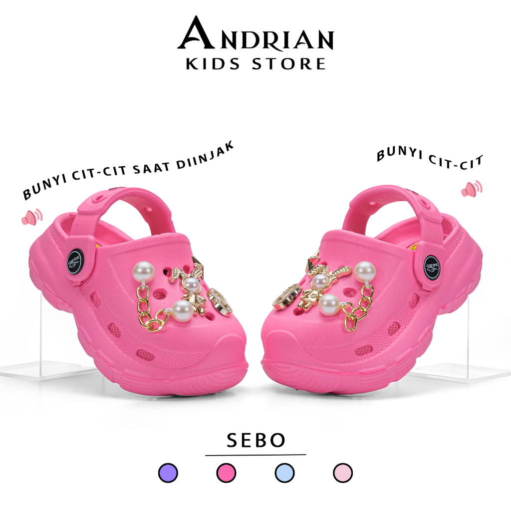 SEBO New Andrian - Unique Kranz Baim Cit-Cit รองเท้าแตะเด็กผู้หญิง / รองเท้าแตะโซ่มุกสีทองหรูหรา (1-3 ปี) (SPX A)
