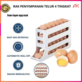 ANK RAK PENYIMPANAN TELUR 4 TINGKAT BERGULIR OTOMATIS PRAKTIS MINIMALIS