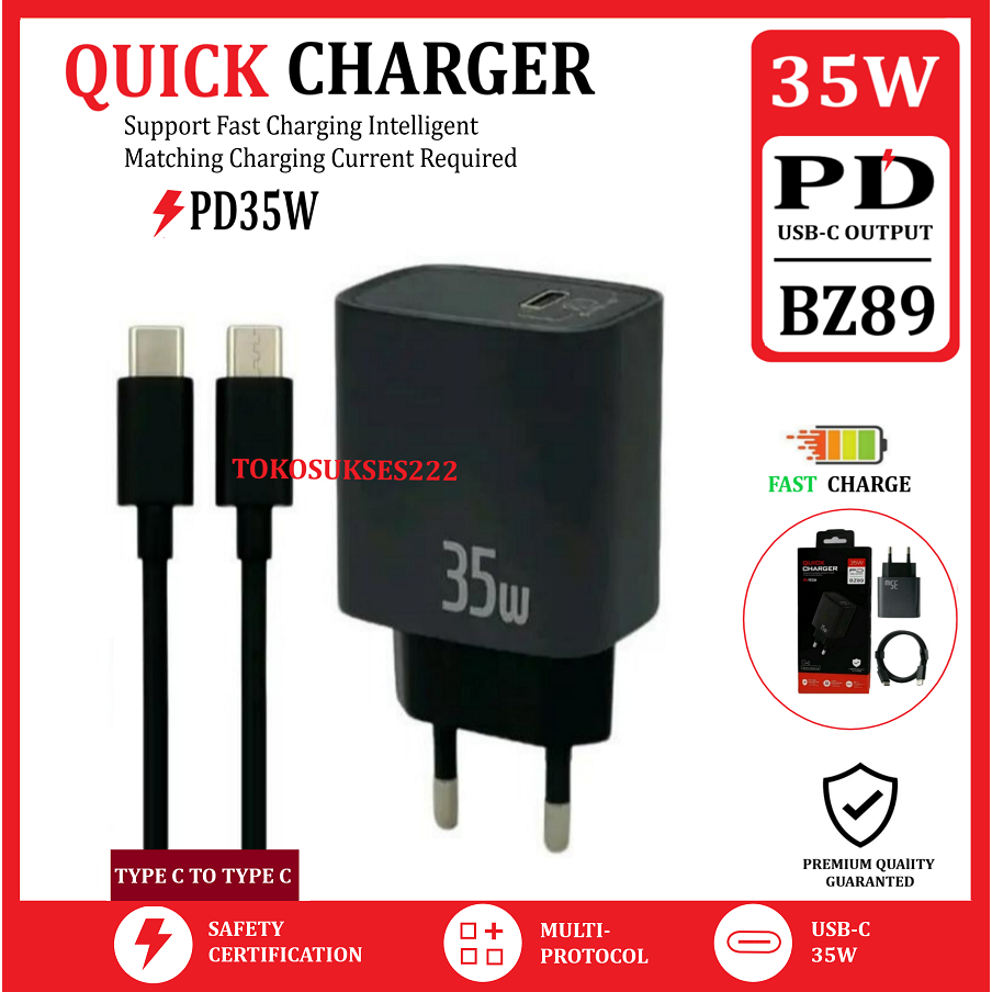 35W Fast Charging PD USB-C เอาต์พุต Charger BZ89 อะแดปเตอร์ + ประเภท C ถึง Type C สาย 1 เมตร TC Univ