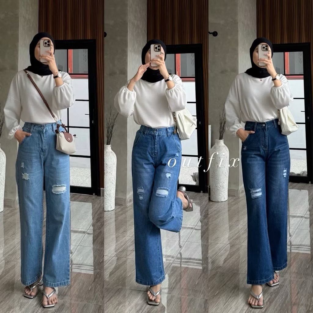 Ripped Jeans - Barrel Jeans - Cutbray Jeans - Wide Jeans Culot - Mom Jeans - Eve Jeans By Outfix