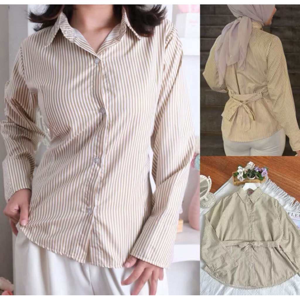 KEMEJA JULIET SHIRT STRIPE SHIRT/ สไตล์เกาหลี/ STRIPE SHIRT/ SIMPLE STRIPE SHIRT/ PEKANBARU SHIRT