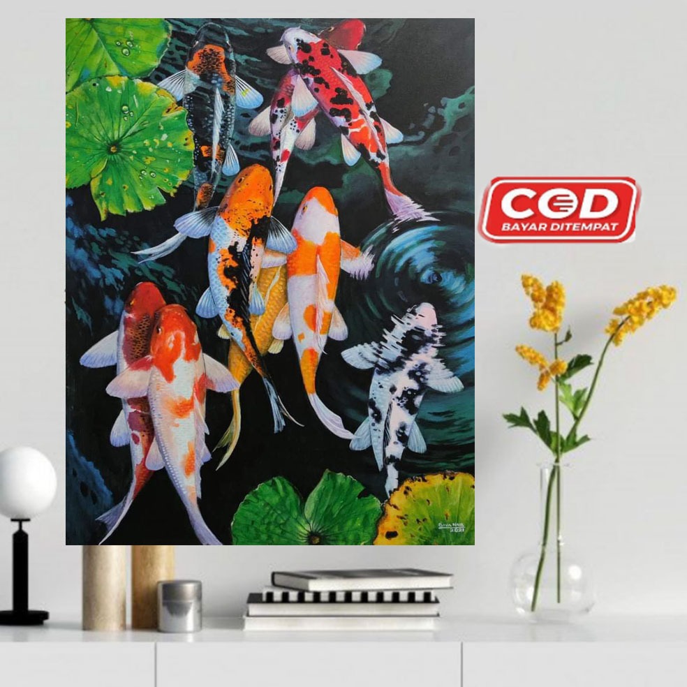 KOI FISH WALL DECORTATION / KOI FISH WOODEN POSTER 9 / KOI FISH HOUSE WALL DISPLAY / WALLDECOR / โปส