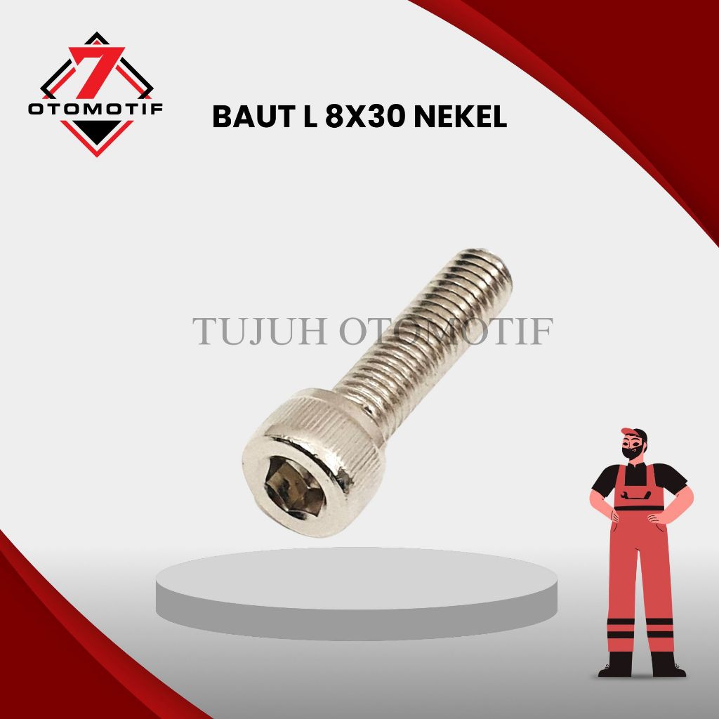 Bolt L M8x30 Key L6 Thread 12 Smooth 8x30 M8 8mm นิกเกิล