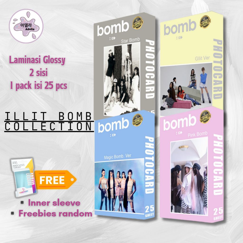 BOMB collection illit Photocard - 2 ด้าน - 1 แพ็ค มี 25 ชิ้น